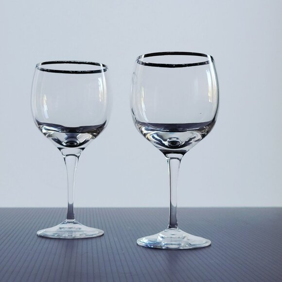 Vintage Lenox Weatherly Wine Glass Set of 2, Platinum Trim, c.1960-80s, Replacem - Picture 1 of 7